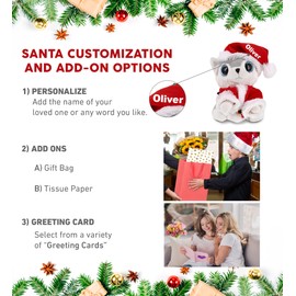 DolliBu Santa Sparkle Eyes Wolf Stuffed Animal Plush Toy - Super Soft Dress Up with Red Santa Claus Outfit, Cute Wildlife Gift, Perfect Holiday with Name Personalization - 8 Inches