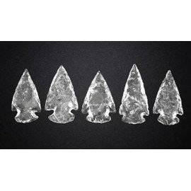 5 Pieces Clear Quartz Arrowhead, Crystal and Healing Stone Flint Rock Arrow Head - 1" to 1.5" Arrowheads for DIY Project Craft Point Jewelry Making