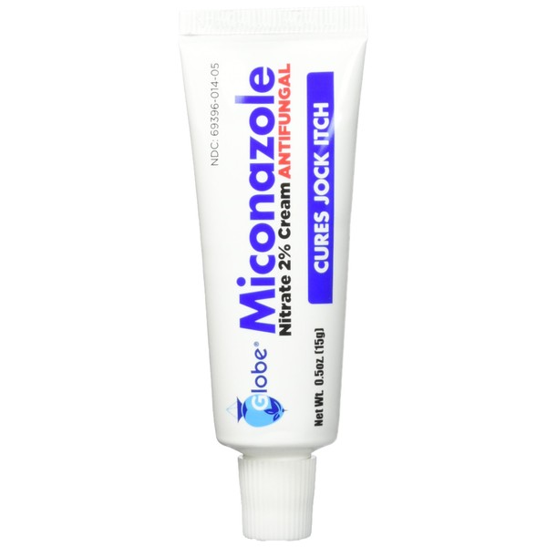 Miconazole Globe Nitrate 2% Antifungal Cream, Cures Most Athletes Foot, Jock Itch, Ringworm. 0.5 OZ Tube