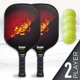Franklin Sports Pickleball Paddle and Ball Set - (2) Fiberglass Pickleball Rackets + (4) X-40 Pickleballs - USA Pickleball (USAPA) Approved