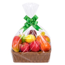 Awpeye Clear Basket Bags, 20 Pack, 20x20 Inches Large Clear Cellophane Wrap Bags for Baskets & Gifts 2 Mil Thick