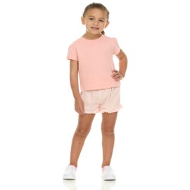 Laura Ashley - Paquete de 5 pantalones cortos para niñas, suaves y elegantes, esenciales para niños y niñas pequeñas (12M-4Y), Amarillo, rosa, verde, gris, estampado, 3 Años