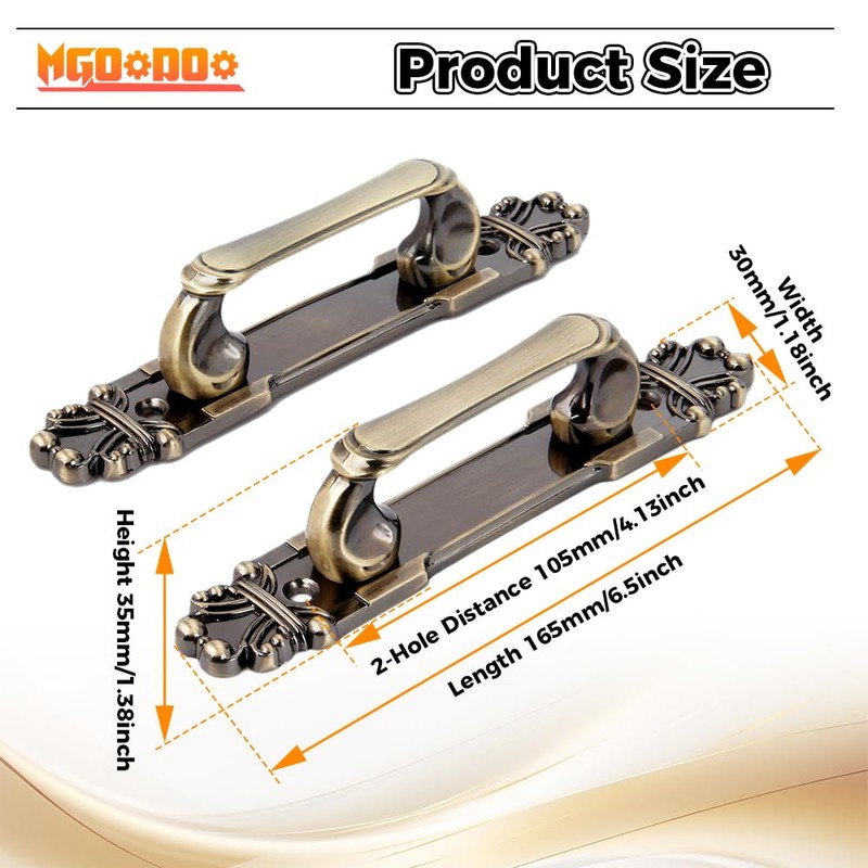 Mgoodoo 2Pcs Antique Bronze Cabinet Handles,Vintage Cabinet Handles Cupboard Handle