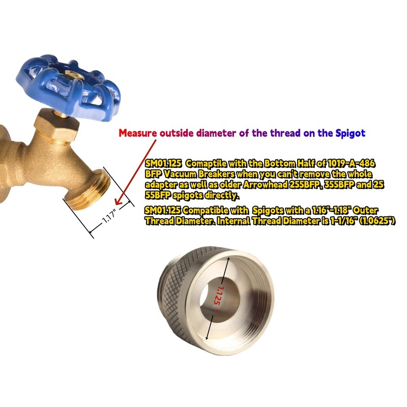DEWHEL SM01.125 Vacuum Breaker Adapter Compatible with Arrowhead PK1360 Anti-Siphon