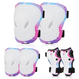 BURSUNLY Children's Knee Pads, Inline Skates, Adjustable Protector Set, Knee and Elbow Pads, Knee Pads for Inline Skates, Bicycle Skates, Roller Skates