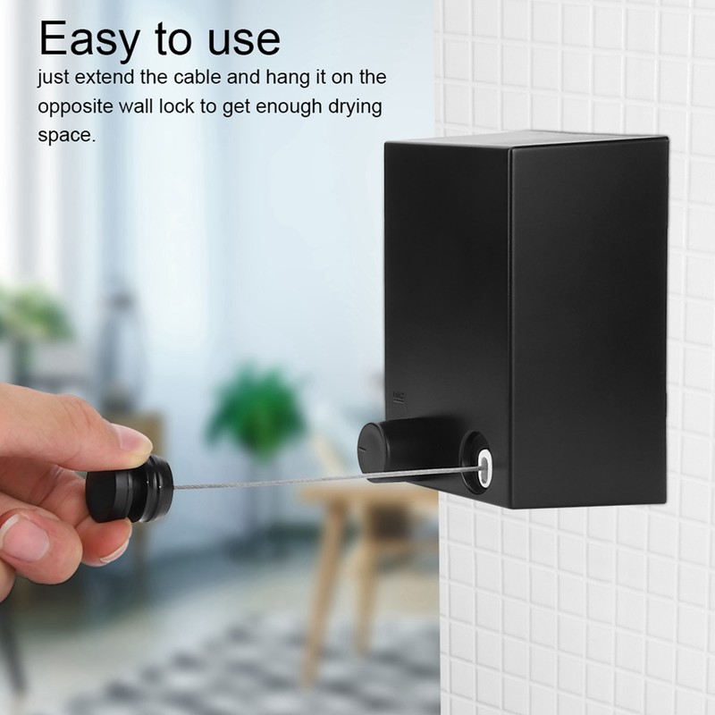 Telescopic Adjustable Clothesline Wall Mounted Clothes Drying Rope String Stainless