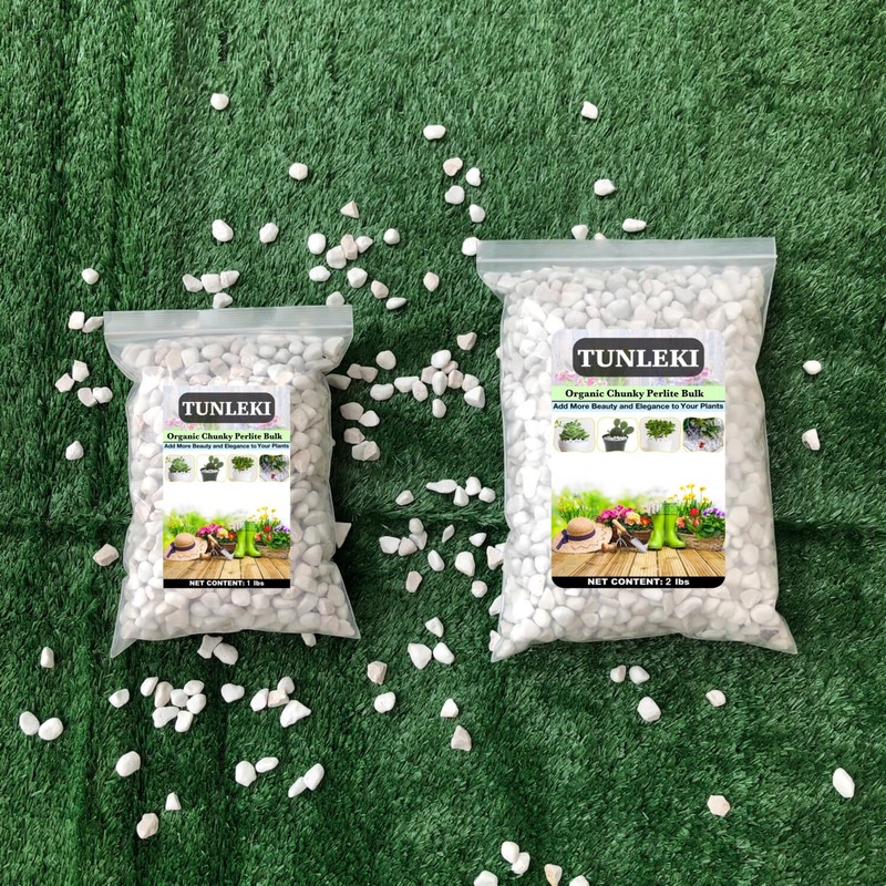 Tunleki 1lb/2lb Chunky Perlite for Plants Horticultural Coarse Pearlite for