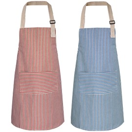 ATROPOS 2 Pack Aprons for Women with Pockets, Waterproof Cooking Aprons for Women, Adjustable Bib Apron Chef Aprons Painting Apron for Kitchen,Cooking,Baking,BBQ,Cleaning,Painting