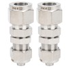 2Pcs Ferrule Compression Fitting Bulkhead Connector 2‑Touch Straight 304 Stainless