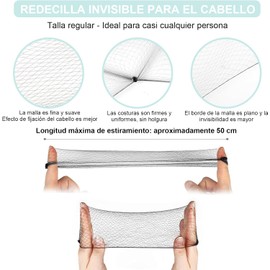 50 juegos de Redecillas Invisibles para Cabello,Incluye 50 Redecillas de Malla y 50 Pinzas Forma de U,Redecilla Elástica Invisible para Mujer,Ajustable,Ideal para Hacer Moños,Bailarina,Negro