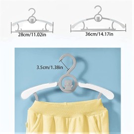 HGYZE Baby Clothes Hangers Non-Slip Pack of 20, 29-37 cm Extendable Children's Clothes Hangers with Trouser Stand, Plastic & Stackable Hangers, Ideal for Rompers and Children's Clothing, Grey + White