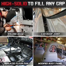 Professional Automotive Seam Sealer, Black Paintable Quick-Cure Waterproof Polyurethane Auto Body Sealant for Car Metal Panels, Truck Beds, RV Roofs, Includes Nitrile Gloves & Tip, 10.5 oz