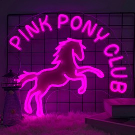 Pink Pony Club Neon Sign, Pony LED Lights, Pink Pony Club Decor for Party, Bar, Cowgirl Room Neon Wall Sign, Christmas Gifts 20.5" x 18"