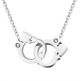 dsanbo Women's Necklace Stainless Steel Pendant Handcuffs Cubic Zirconia Love Girls Jewellery Necklace, Stainless steel, metal, Cubic Zirconia
