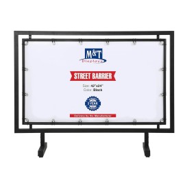 M&T Displays Floor Standing 42x24 inch Black Street Barrier Crowd Control Distancing Security - Black