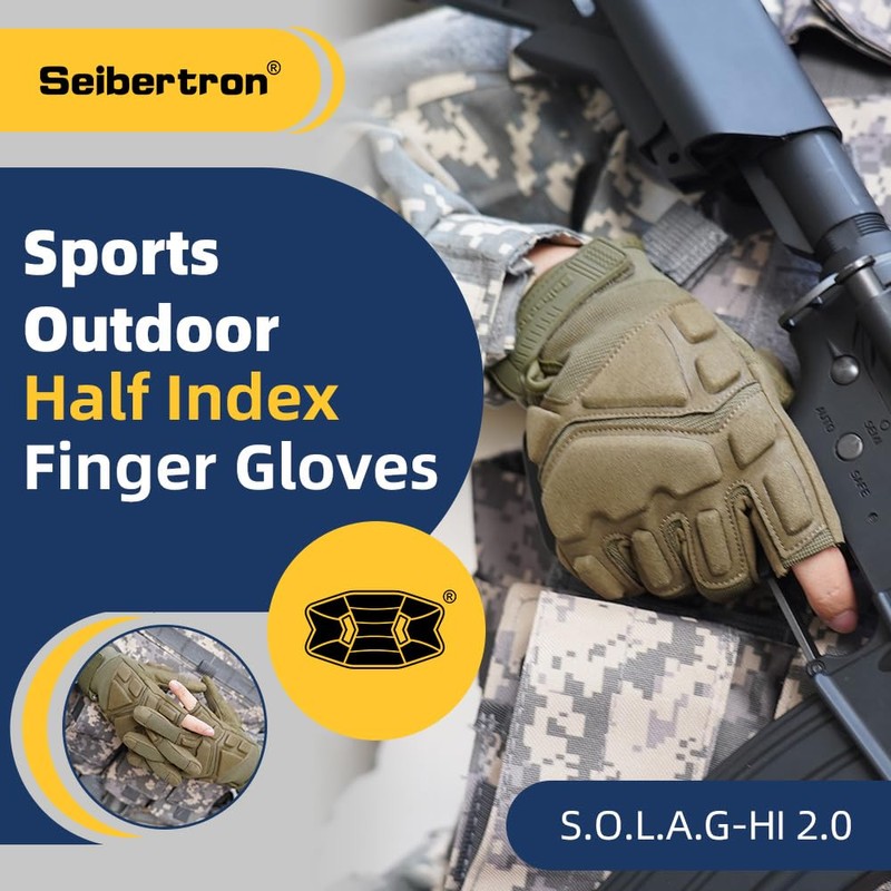 Seibertron S.O.L.A.G-HI 2.0 Half Index Finger Tactical Gloves - Touchscreen