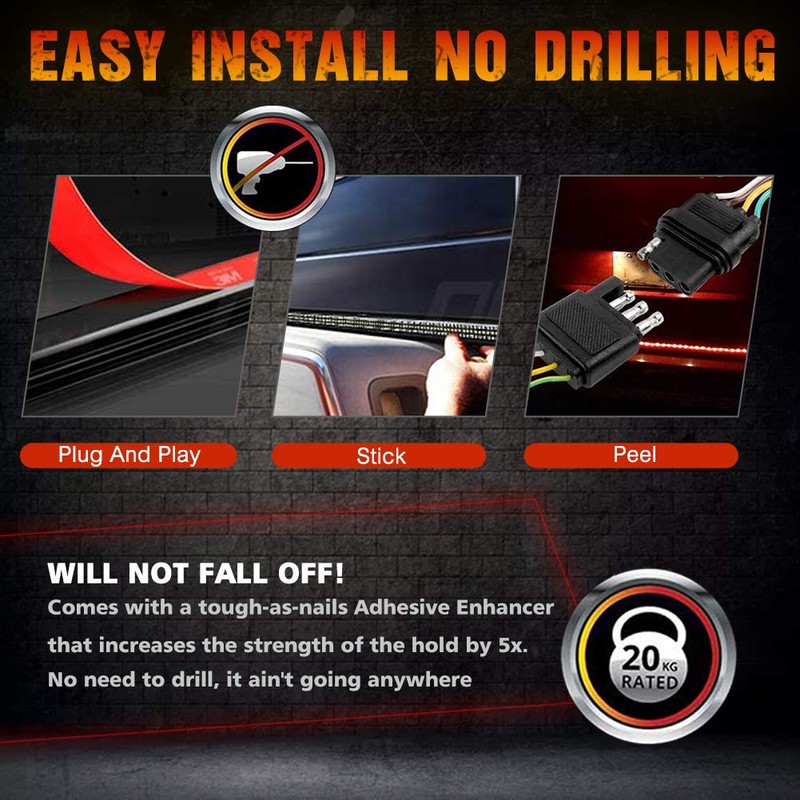 Nanpoku Tailgate Light Bar 60 Inch Triple Row Tail Light