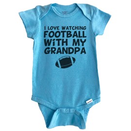 I Love Watching Football with My Grandpa Baby Bodysuit (100% Cotton), 0-3 Months Blue