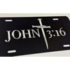 John 3:16 Cross Christian Car Tag Diamond Etched Vanity Front