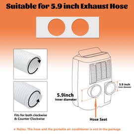GCGOODS Portable AC Window Kit, Air Conditioner Daul Hose Window Seal Plates Kit for 5.9" Diameter Sliding and Hung Windows, Double Hole Design with Foam Seal Tape, Universal Sealing Panels