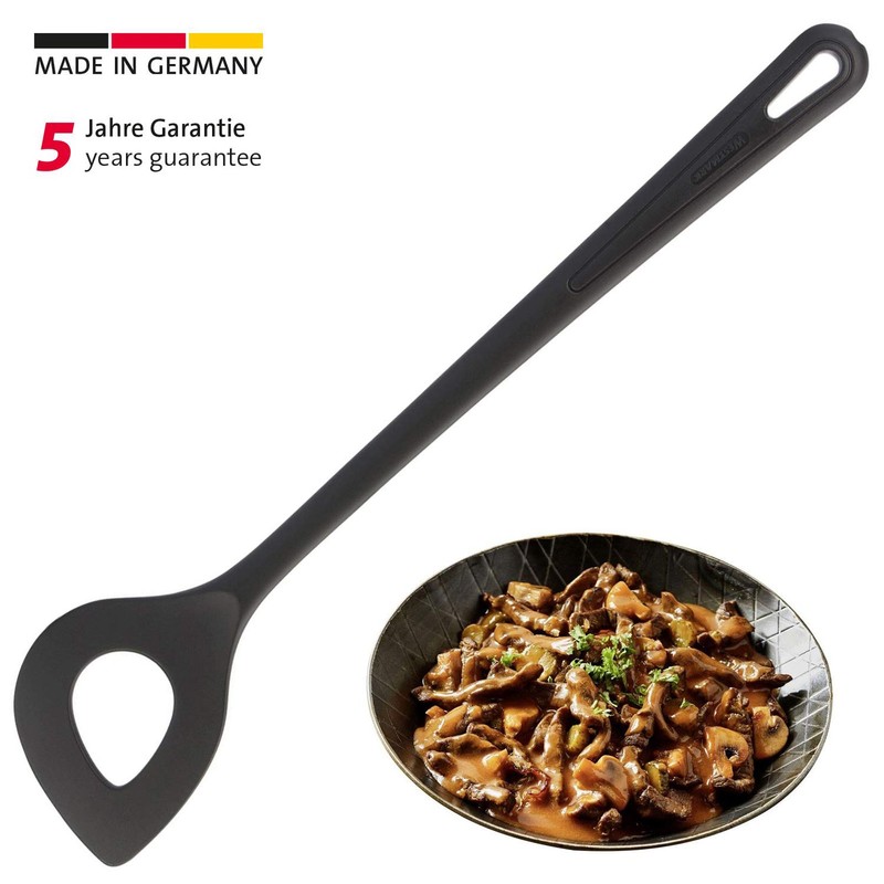 Westmark Pointed Hole Spoon/Cooking Spoon, Length: 30 cm, Gentle, Black,
