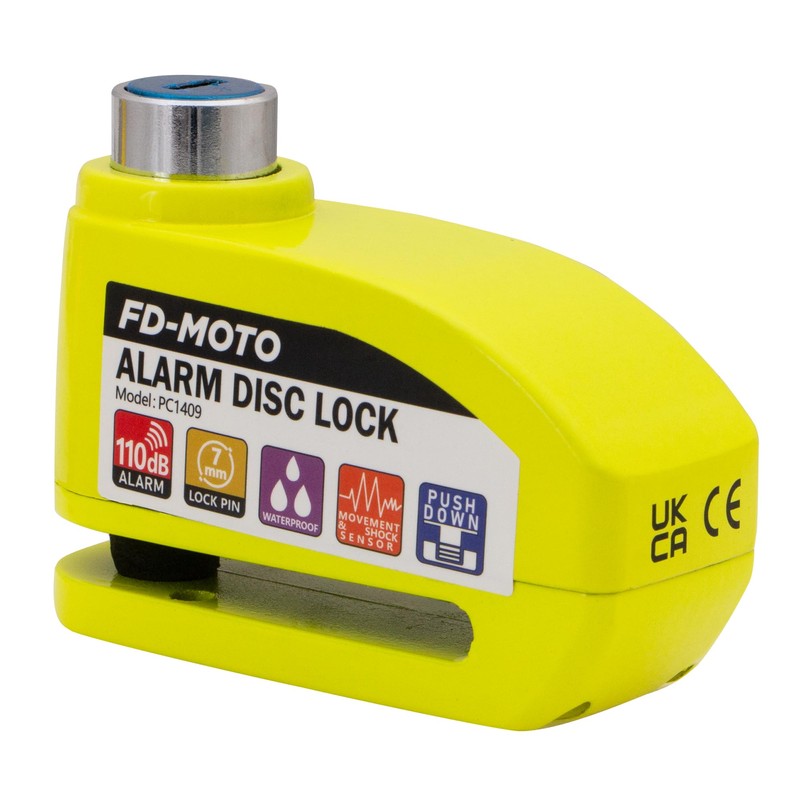 FD-MOTO Alarm Disc Lock & Reminder Cable Yellow Green