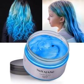 MOFAJANG Hair Colour Wax, 120g Temporary Coloured Hair Paint Wax, Easy Washable Colour Change Hair Dye for Kids,Women,Men(Blue)