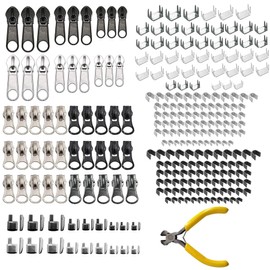 Zipper Repair Kit Replacement Slider: YZSFIRM 247Pcs Jacket Zipper Slider Replace - Fix Size 5 Zipper Bottom Stop End - Universal Zipper Pulls for Coat Luggage