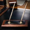 DACASSO Walnut & Leather Double Pen Holder - Luxury Pen