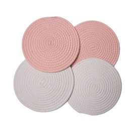 Pot Holders Trivets Set 4 Pcs 100% Pure Cotton Thread Weave Potholders for Kitchens Stylish Coasters, Hot Pads, Hot Mats,Spoon Rest for Cooking and Baking, 7.9 Inches