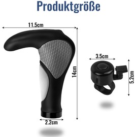 rietegio Bicycle Grips Two Sides Lock-On Design 22 mm Handlebar Grips Ergonomic Bicycle Handlebar Non-Slip Bullhorn Handlebar with Bicycle Bell for Bicycles Mountain Bikes E-Bikes Road Bikes (Black)