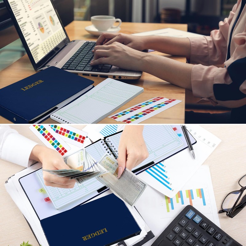 Skyygemm Ring Ledger Binder with 200 Pcs 5"x8.5" Ledger Sheets