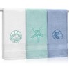 Hahafelt 3 Pack Coastal Hand Towels - 100% Cotton Beach