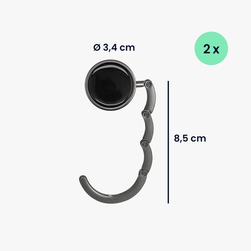 kwmobile Table Handbag Holder Hooks – 2 x Foldable Non-Slip