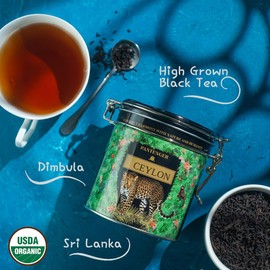 Pantenger Ceilán té de hojas sueltas. 3.5 onzas (50 porciones). Hojas sueltas de té negro orgánico de Dimbula, Sri Lanka. Té de cultivo alto. USDA ORGÁNICO…