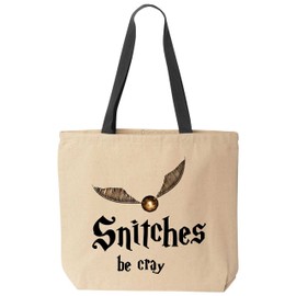 BeeGeeTees Snitch Be Cray Funny Quidd Wizard Tote Magic Bag (Black Handle)