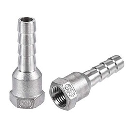 sourcing map 304 Stainless Steel Hose Barb Fitting Coupler, 10mm Barb x G1/4 Female Thread Pipe Adapter