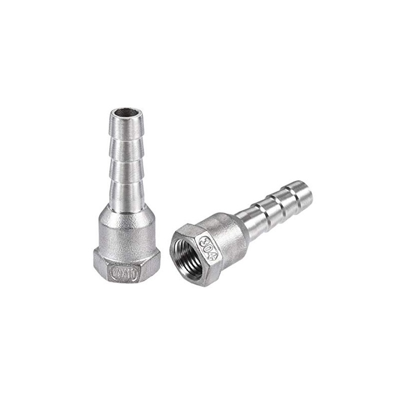 sourcing map 304 Stainless Steel Hose Barb Fitting Coupler, 10mm