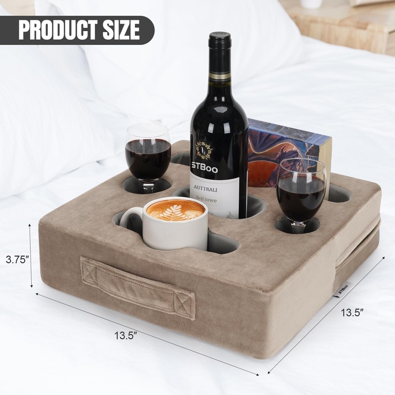 STBoo Couch Cup Holder Pillow Tray - Sofa Drink Cup