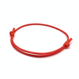 [2 Stück] Dezentes einfaches Armband | Handgemachtes dünnes Surfer Band aus gewachster Baumwolle | Geschenk Freundschaftsarmband | Viele Farben (2 Stück, Rot)