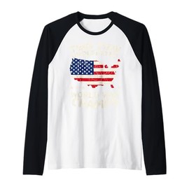 Two Time Undefeated World War Champs Veteran Day USA Map Tee Raglan Baseball Tee