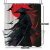 Black Red Samurai Shower Curtain 60Wx71L, Japanese Man Shower Curtains