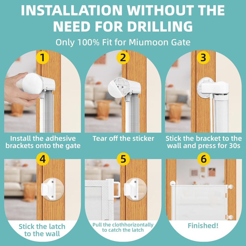 Miumoon No Drill Retractable Baby Gates Parts, Large Size No