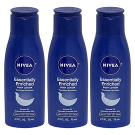 NIVEA 3 Pack Nivea Essentially Enriched Body Lotion 2.5 oz Travel Size Almond Oil