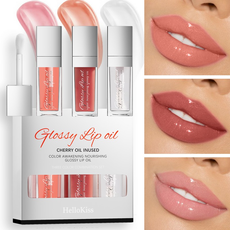 Plumping Lip Glow Oil Set Moisturizing Tinted Lip Oil with