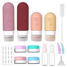 vodvob 16 Pack Travel Bottles Set for Toiletries, TSA Approved Travel Containers Leak Proof Silicone Squeezable Travel Accessories 2oz 3oz for Shampoo Conditioner Lotion Body Wash (BPA Free) (pink)