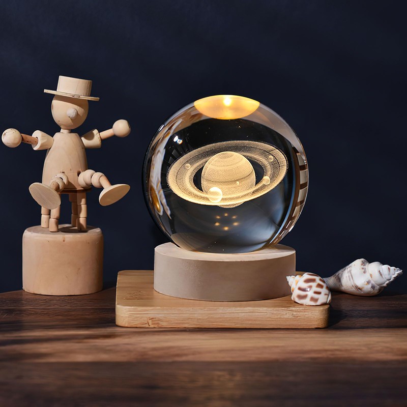 DAWRIS 3D Saturn Crystal Ball with LED Colourful Night Light