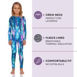Rocky Thermal Underwear Kids Girls Thermal Underwear Set Long Johns kid Thermals Kid Base Layer kids thermals top bottom set Winter Clothes Shirt Pants Ski/Extreme Cold (Rope, Medium)