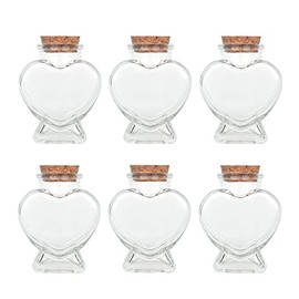 Magic Season Decorative Glass Bottles with Cork Stopper (2.7 oz. Heart-Shaped Bottles / 6 Pcs)