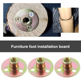 ECSiNG 4 Sets Metric M8 Furniture Leg Hardware Kits 3 Hole Furniture Leg Mounting Plates T-shaped 3 Hole Nut for Sofa Cabinet Chair Couch Seats